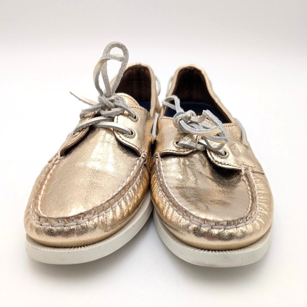 Sperry Authentic Original 2 Eye Boat Shoes Round Toe Women's Gold Size US8 EU39 - Picture 2 of 10